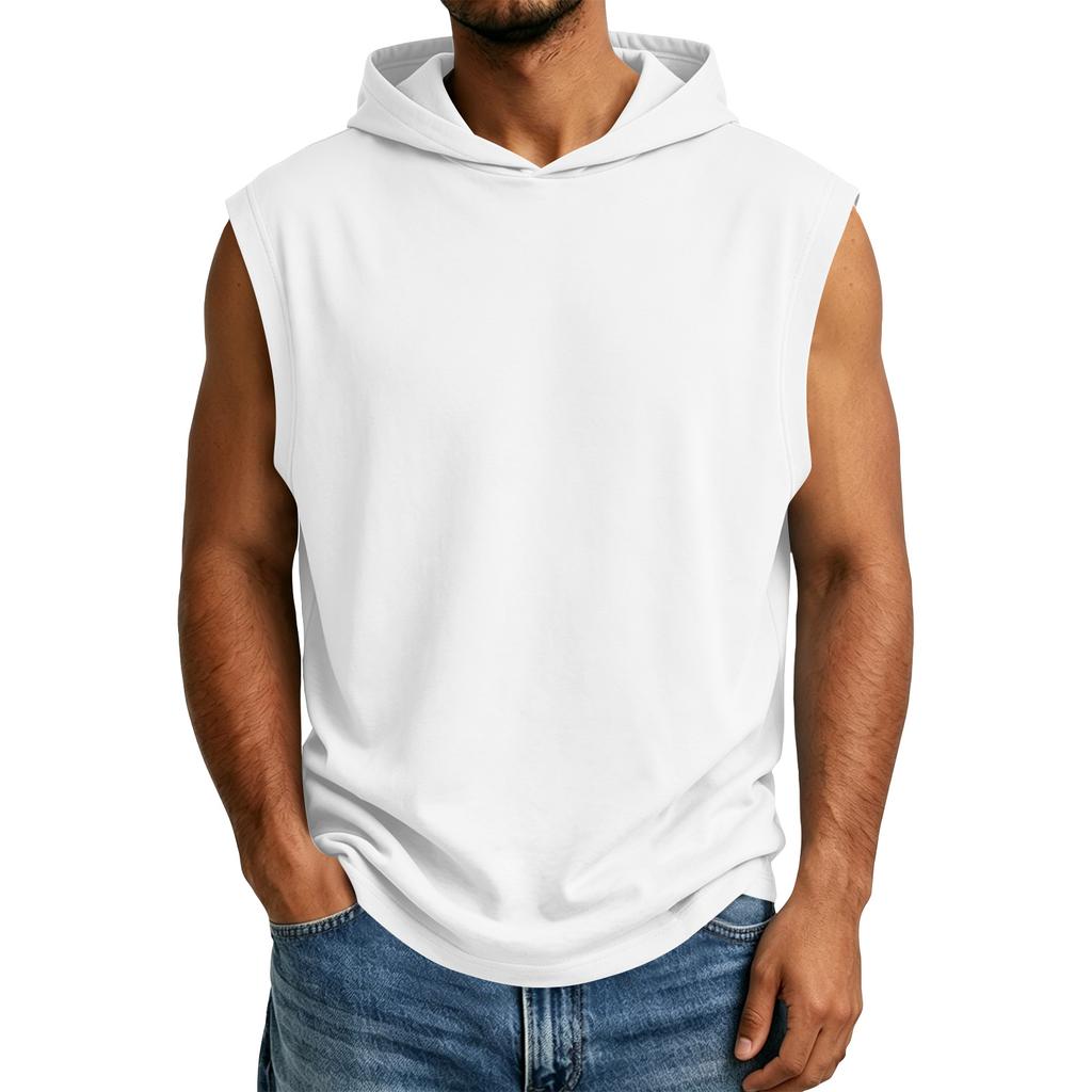 Men's Summer Sleeveless Hoodie Casual Hooded Tank Top For Gym Workout