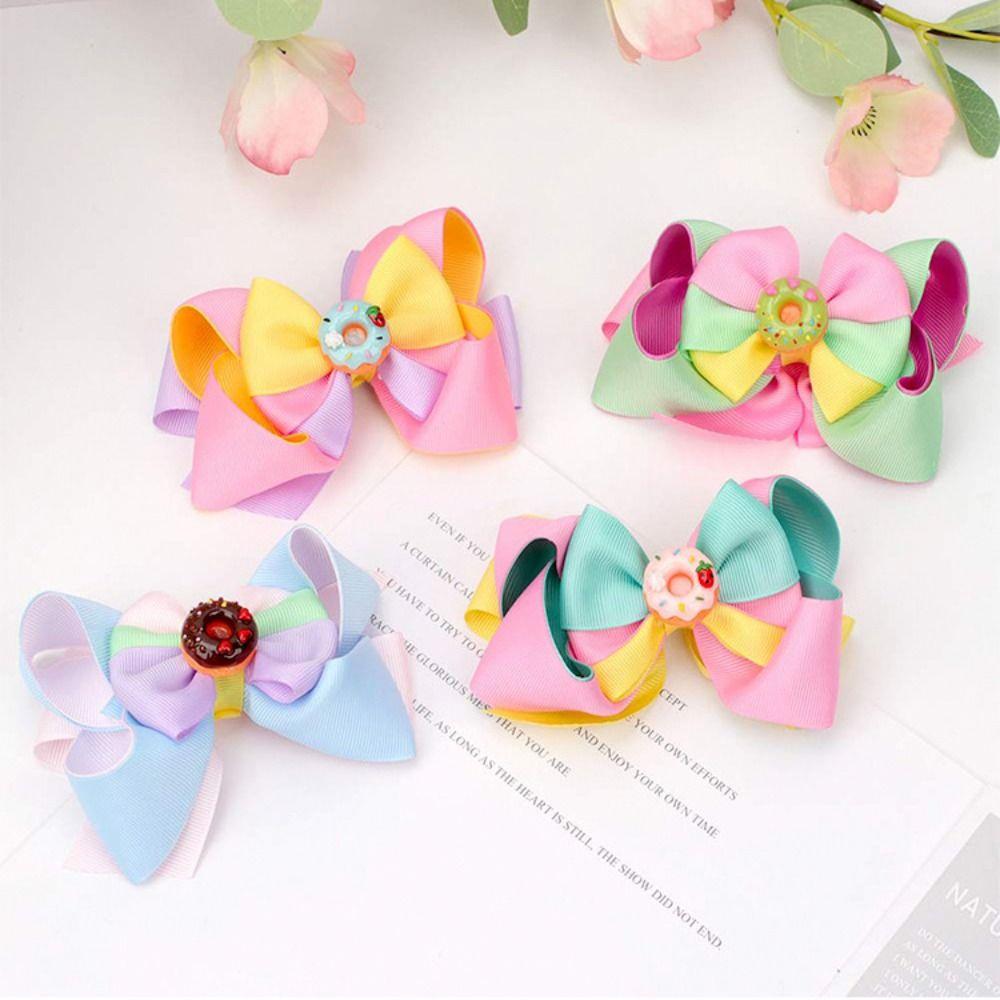 

Donut Bowknot Hair Clip Rainbow Hairpins New Ice Cream Hair Bows Women