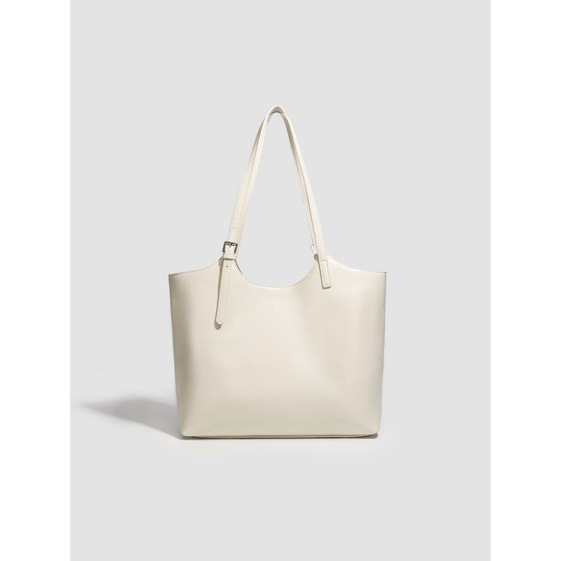 

New simple oil wax leather shoulder bag large capacity tote bag fashion daily commuting versatile casual shoulder bag women бежевый