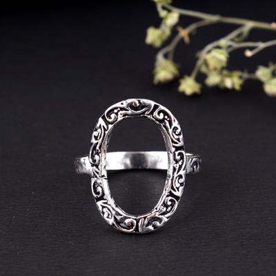 Elegant Sterling Silver Open Oval Ring Minimalist Adjustable Statement Band Simple Modern Jewelry Gift for Women