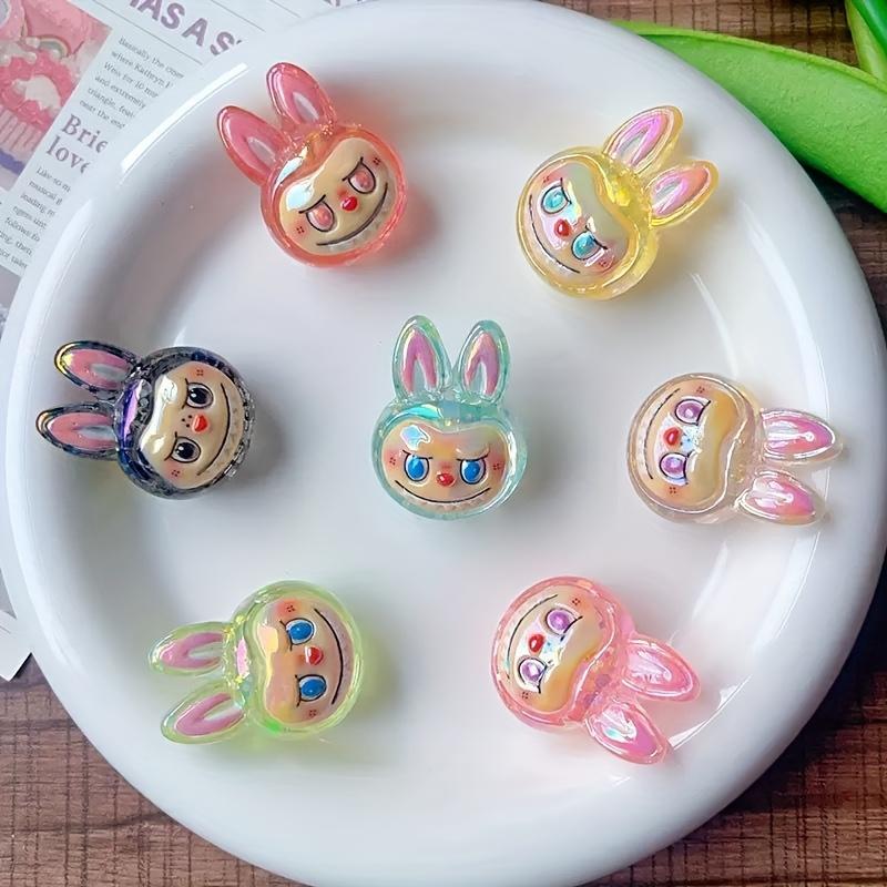 

4pcs 3D Hollow Rabbit Craft Beads, Random Assorted DIY Bead Pen Kits for Hairpin Shoe Phone Charm Making, Holiday Craft Supplies