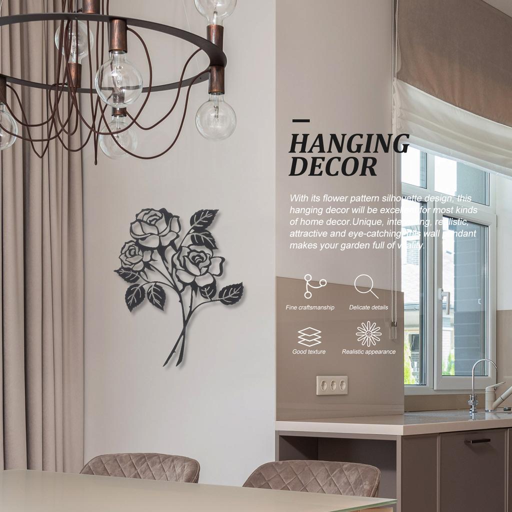 Schmiedeeisen Rose Wanddekorationen Haus für Zuhause Schwarz Retro Metall Blume Blumen