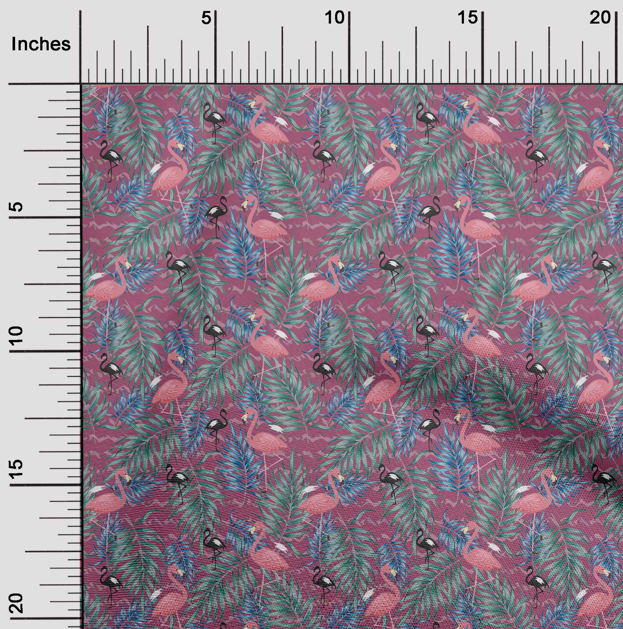 

oneOone Cotton Flex Green Fabric Leaves & Flamingo Diy Clothing Quilting Fabric Print Fabric By Yard 40 Inch 42 Inch Wide - Viscose Chiffon рожевий