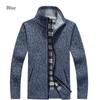 Men's Autumn and Winter Cardigan Zipper Sweater Thickened with Velvet Stand Collar Loose Warm Knit Coat Top