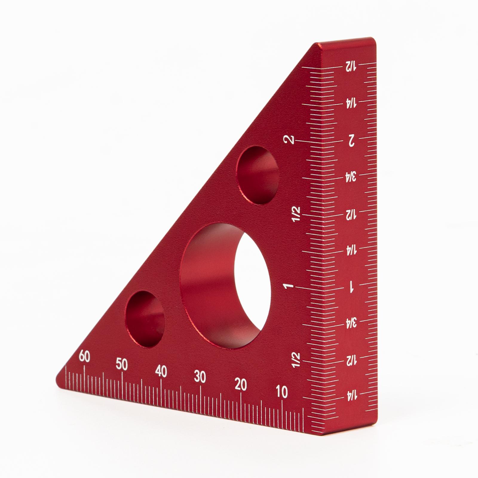 1pc Triangle Ruler, 45/90 Degree Metric Scale, Precision Angle Ruler, Aluminum Alloy Thickened Height Ruler, Multifunction Woodw красный