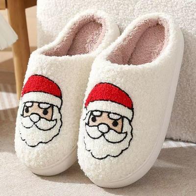 Cartoon Christmas Fluffy Home Slippers Women 2024 Winter Comfort Soft Sole Indoor Cotton Slippers Woman Funny Shoes House Slides