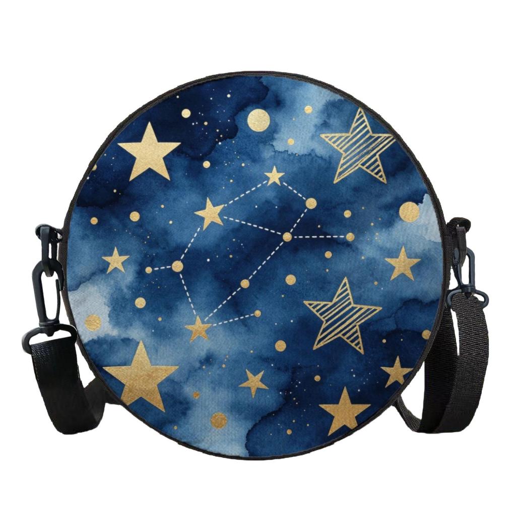Korean Style Cartoon Print Crossbody Bag, Versatile Round Shoulder Bag for Women and Students, Customizable Design.