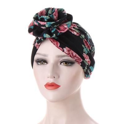 New Fashion Floral Cloth Forehead Flower Floral Cloth Turban Hat Fashion Street Decoration Cap