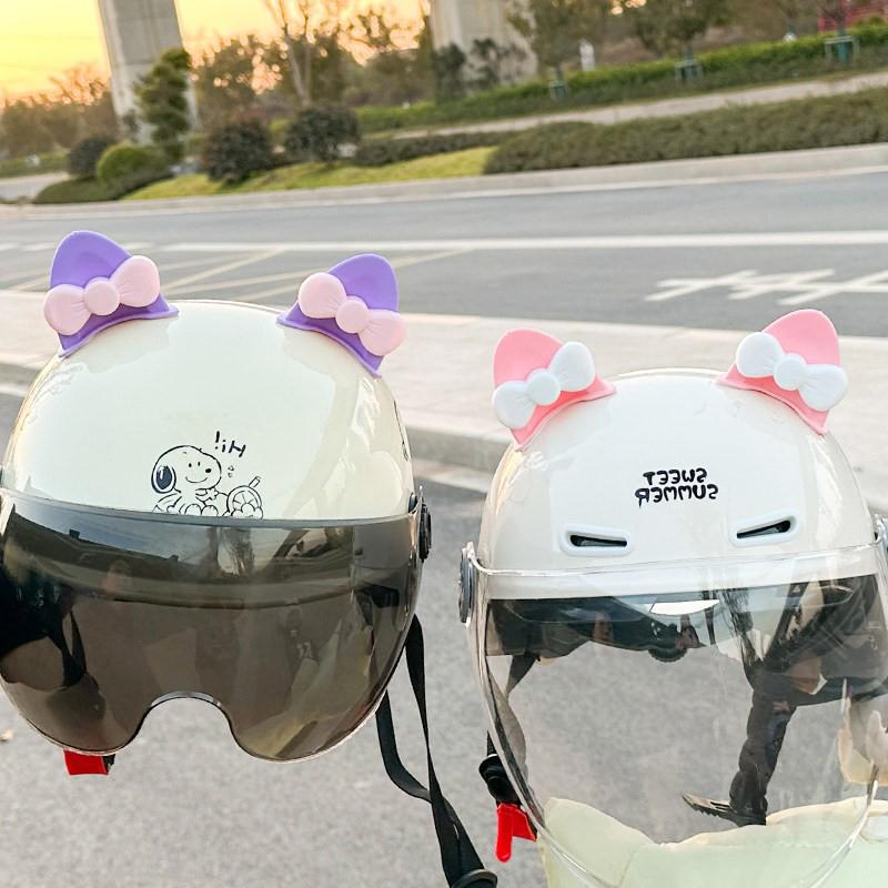 Electric Vehicle Stickers Motorcycle Helmet Decorative Stickers Cat Ear And Bear Ear Accessories Cute Accessories