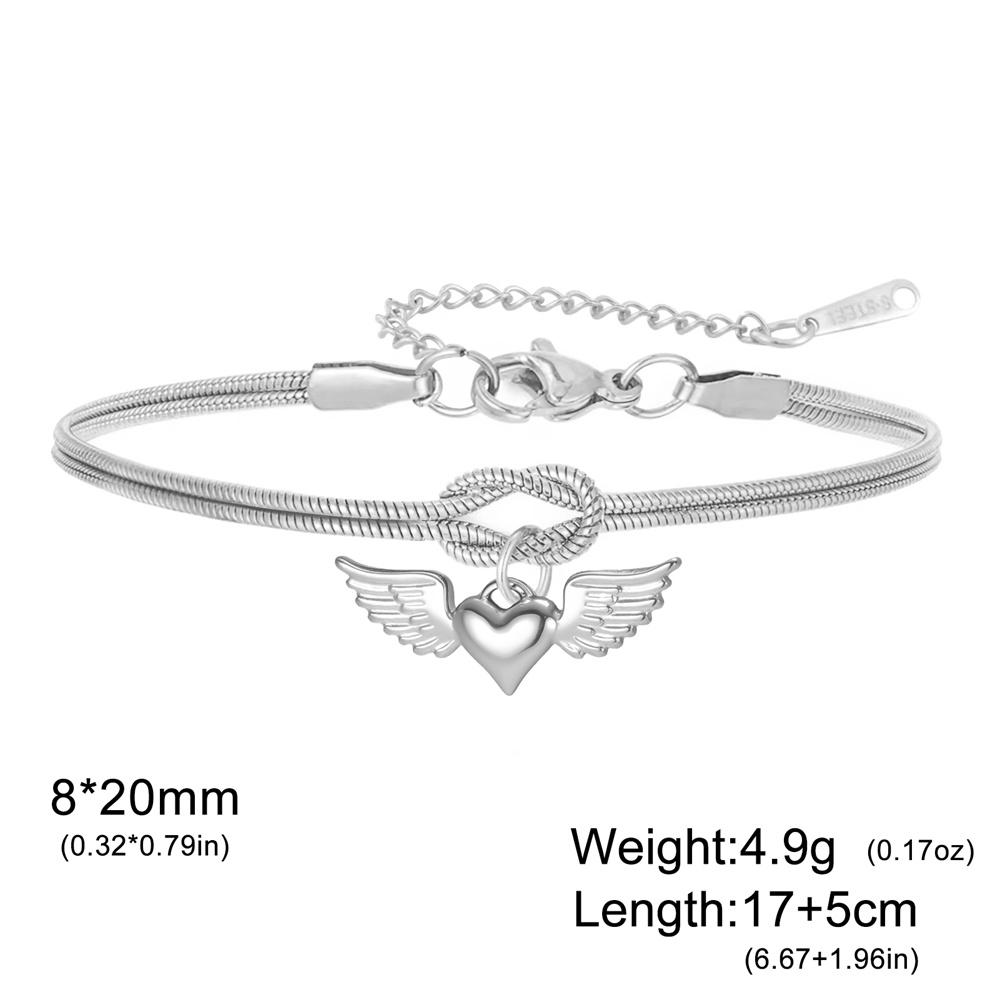 Angel Wing Heart Snake Chain Bracelet for Women Stainless Steel Flower Heart Love Knot Bracelet Adjustable Dainty Jewelry Gifts