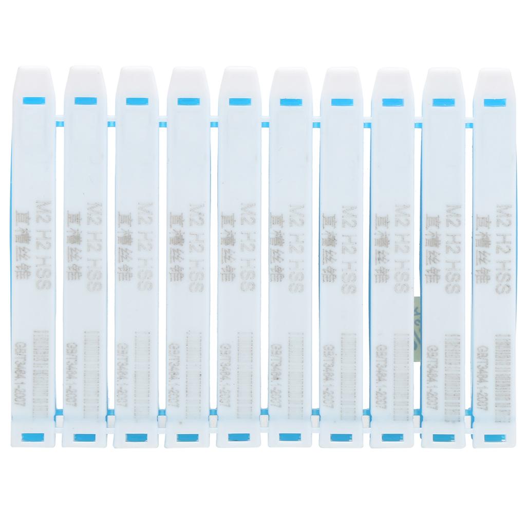 10Pcs Tap Drill Straight Flute High Speed Steel Bottom Machine Hardware Tools M2 W6542