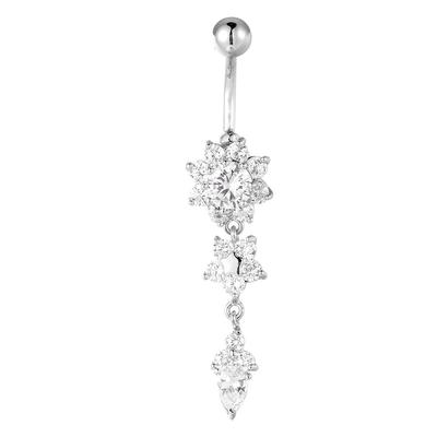 Bloemvormige Anti-allergie Koper Buiknavelpiercing Verguld Lichaamspiercing Sieraden Zilver
