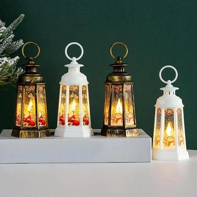 Christmas Santa Lantern Wind Light Retro Style Battery Powered Decorative Lantern Hanging LED Candle Light