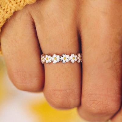 Korean and Japanese Cute Flower Ring, Student Sweet Little Daisy Ring, Pastoral Ring for Women