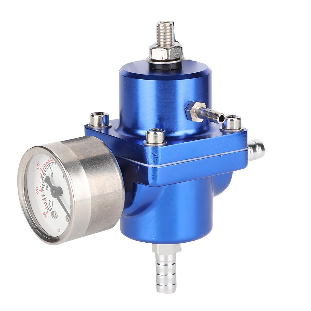 Verstellbarer FPR Aluminiumlegierung Universeller FPR Kraftstoffdruckregler mit Manometer Schlauch 0‑140psi Verstellbarer FPR Druckregler