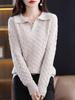 Autumn/Winter 2025 Retro Polo Collar Cashmere Sweater - High-End Knitted Cable Base Layer