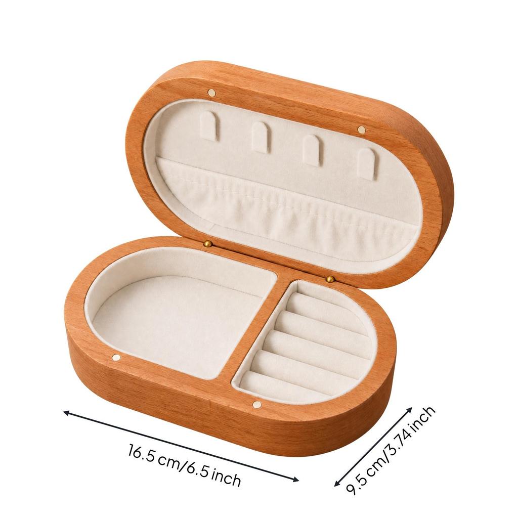 Solid Wood Jewelry Box with Snap Closure Dustproof for Bedroom