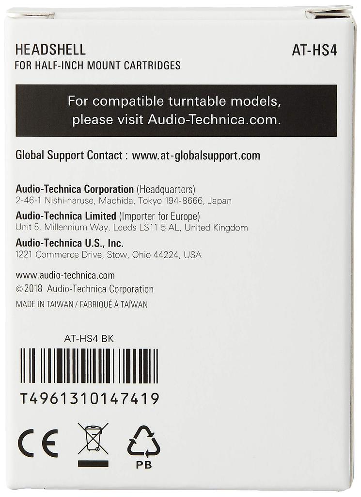 Audio Technica AT-HS4 Universal Turntable Headshell, Black