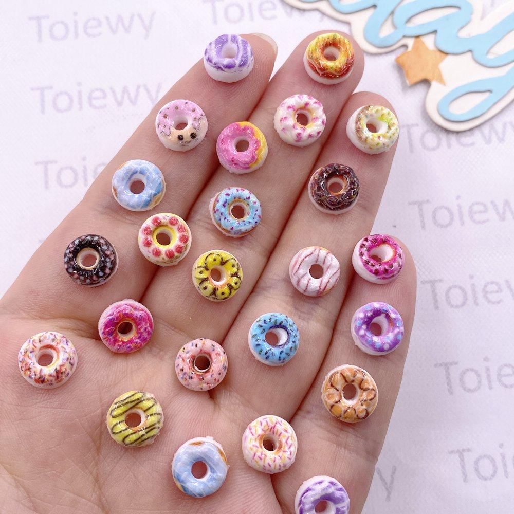 60pcs Mix Colorful Resin Mini Painted Cheese Doughnut Nail Art Flatback Stone Figurines Scrapbook Charm DIY Jewelry Decor Crafts