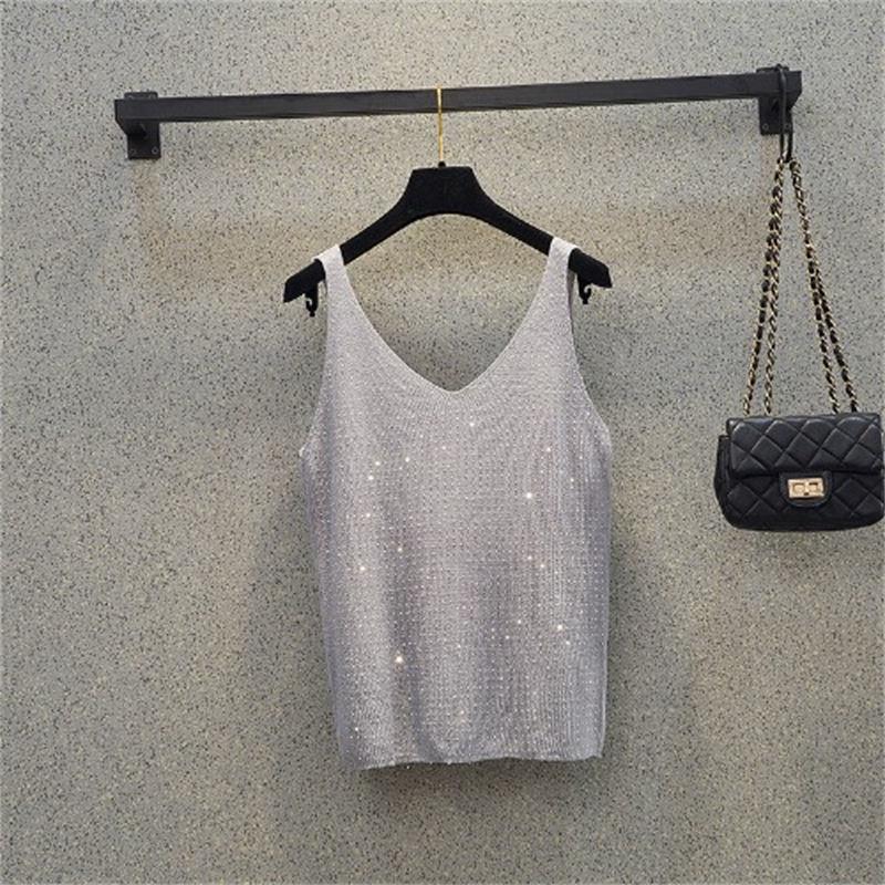 

Women s 2022 Summer Ice Silk Sleeveless Knit Camisole Top Large