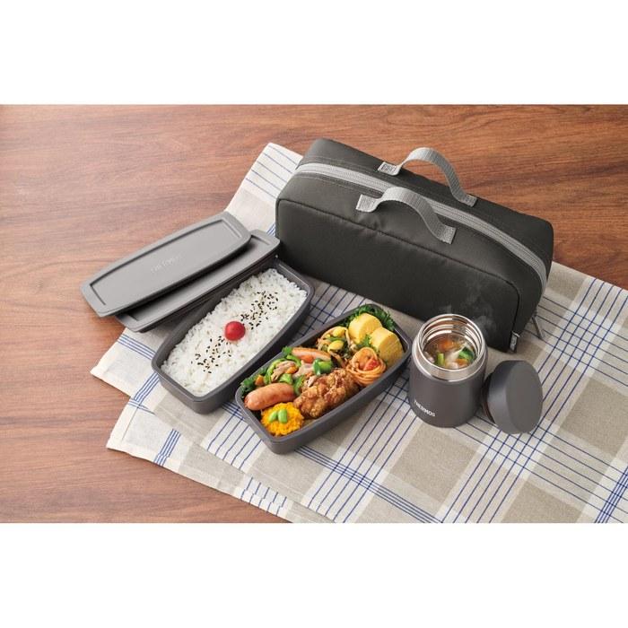 Thermos Vacuum Insulated Soup Lunch Set 1.0L Black GrayDishwasher-safe model. Includes washable pouch.Container is microwave-safe.Soup jar: