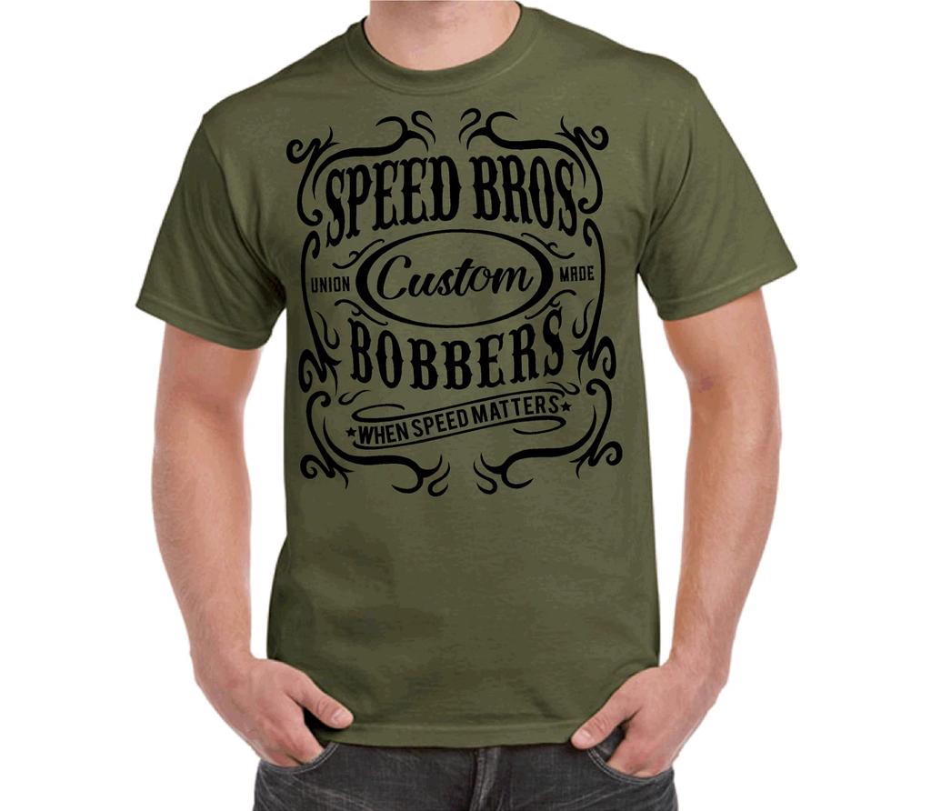 Summer SPEED BROS BOBBER GARAGE T-SHIRT T SHIRT CLOTHING 100% COTTON HOT ROD VINTAGE