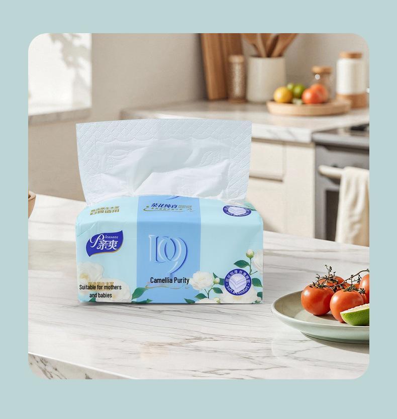Qin Shuang Water-Resistant Facial Tissues - 12 Pack, 500 Sheets, Thickened, Ideal for Home and Restaurant Use