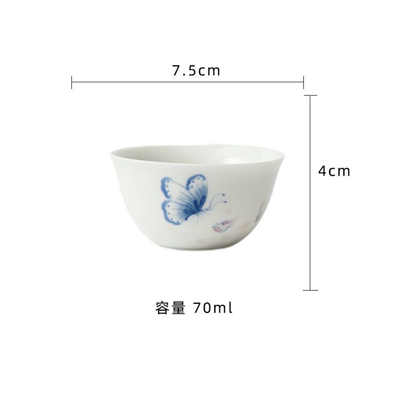 

2pc/lot Hand-painted Butterfly Teacup Luxury Tea Bowl Water Jug Tea-tasting Smelling Cup Jianzhan Master Cups Tea Services 70ml