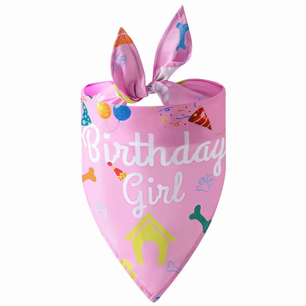 

New Pet Birthday Printed Triangle Towel Dog Saliva Towel Cat Bib Accessories Birthday Hat One size fits all