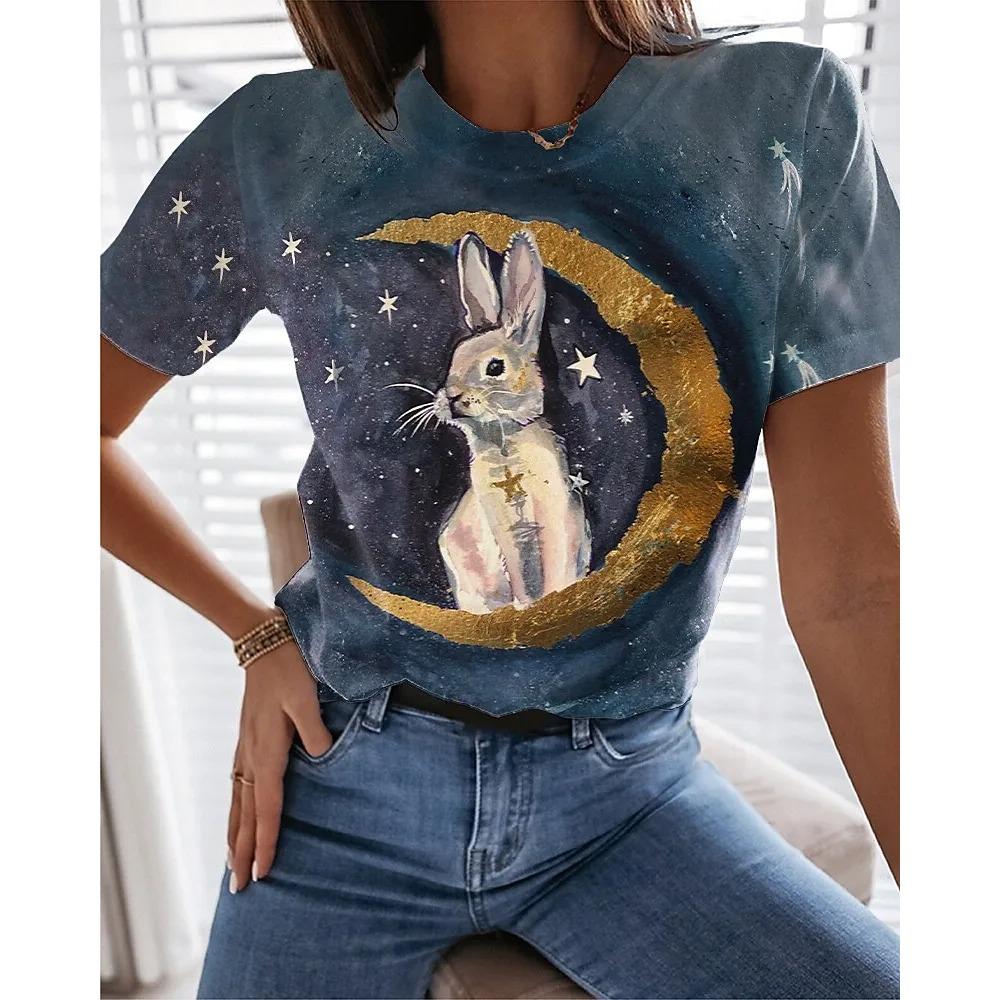 Women's T Shirts Funny 3D Kawaii Cat Print T-Shirts Fashion O-neck Short Sleeve Top Female Y2k Clothing Cute Clothes