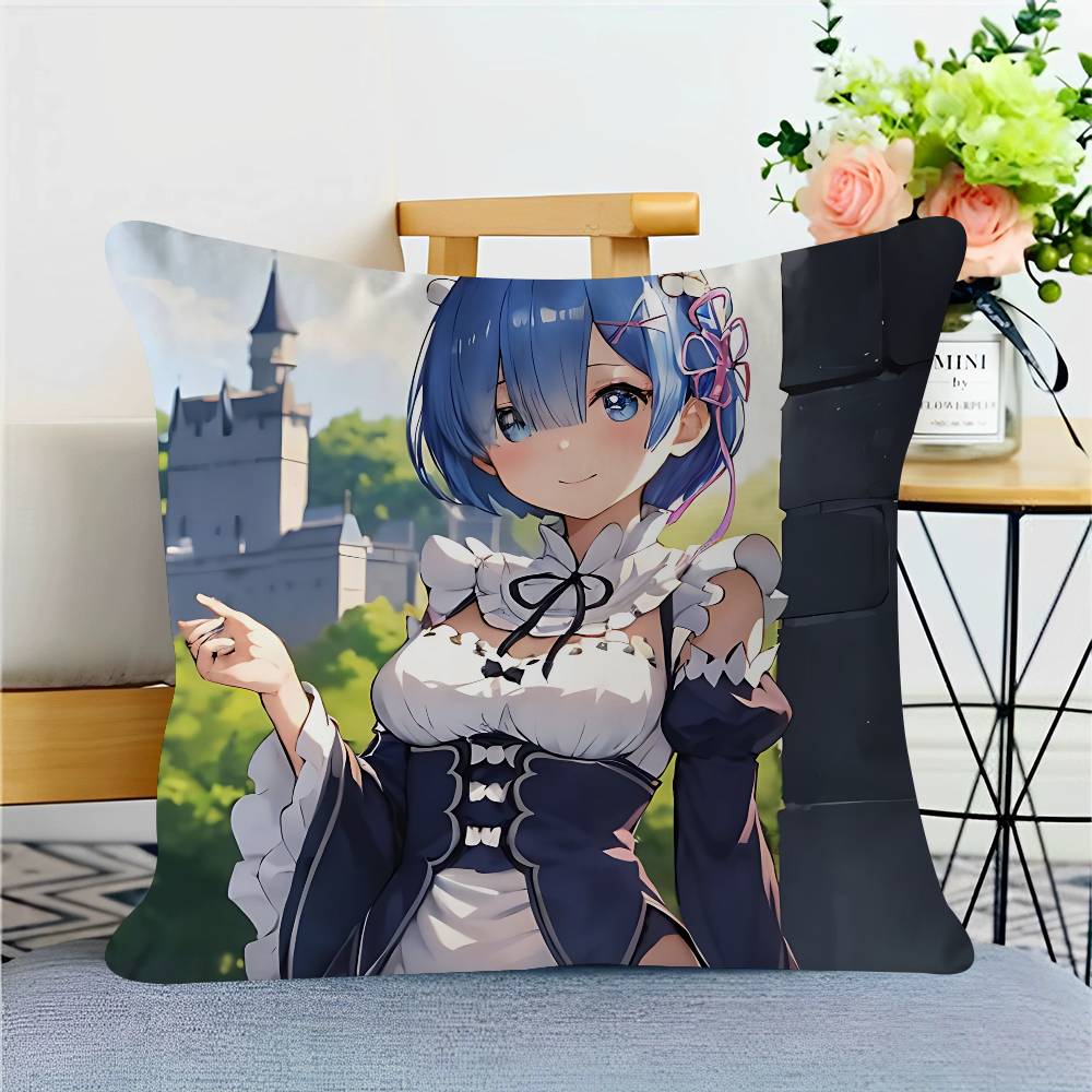 Re Zero R-Rem Pillow Gift Home Office Decoration Bedroom Sofa Car Cushion Cover Case 45x45