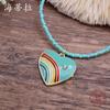 New wear colorful dripping love beaded necklace, small fresh women's simple heart-shaped small pendant