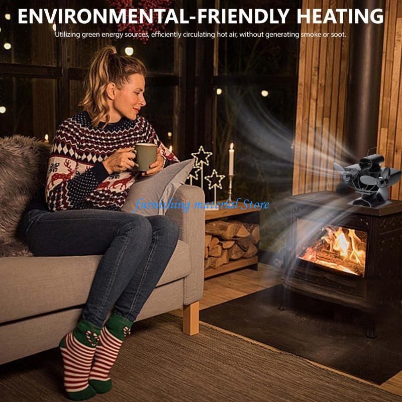 Y5GD Energy Saving Fireplaces Fan Double Head Heat Powered Stove Fan Easy to Install China Mainland