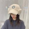 Letter Design Faux Sheep Wool Baseball Hat With Adjustable Fit For Winter Outdoor Activities