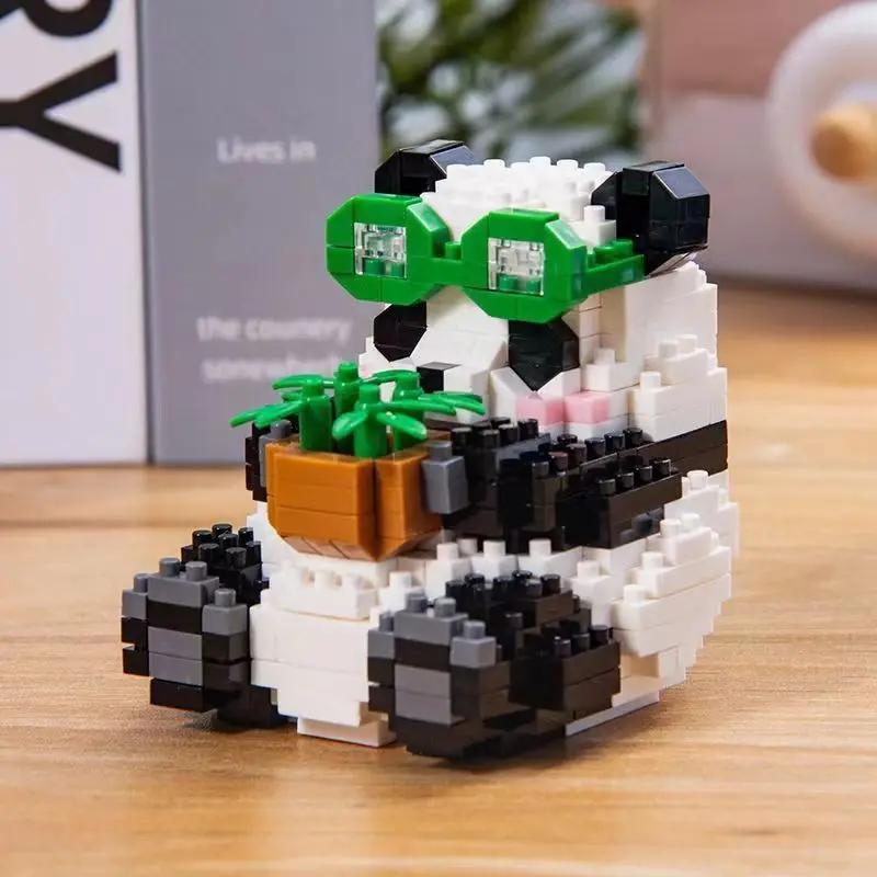 Non-Toxic Creative Mini Cute Panda Micro Building Blocks 3D Diamond Model Animals Bricks Diy City Construction Toys For Children Kids Gift