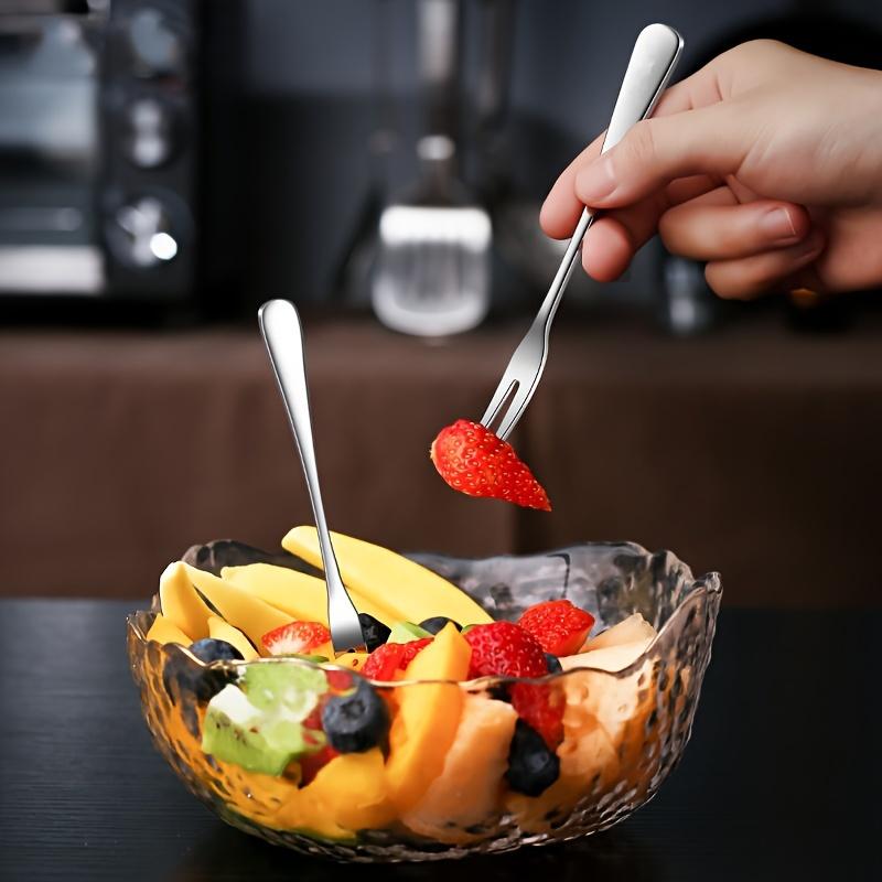 6pcs Set Stainless Steel Fruit Fork  Dessert Fork, Cake Two Tooth Fork, Creative Swan Base Tableware Storage Rack