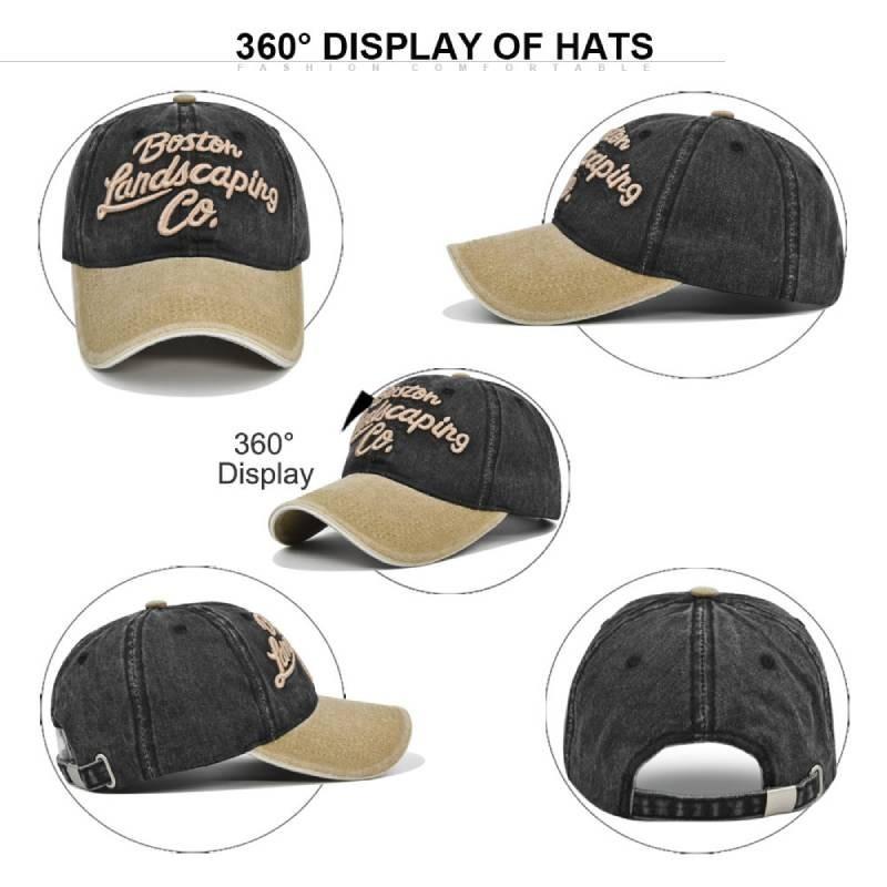 New Boston Embroidered Baseball Cap Vintage Washed Denim Duck Tongue Sun Hat