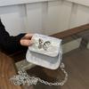 Bolsa Transversal Feminina Textura de Laço Moda 2025 - Cor Sólida, Pequena Bolsa de Ombro Quadrada Tendência