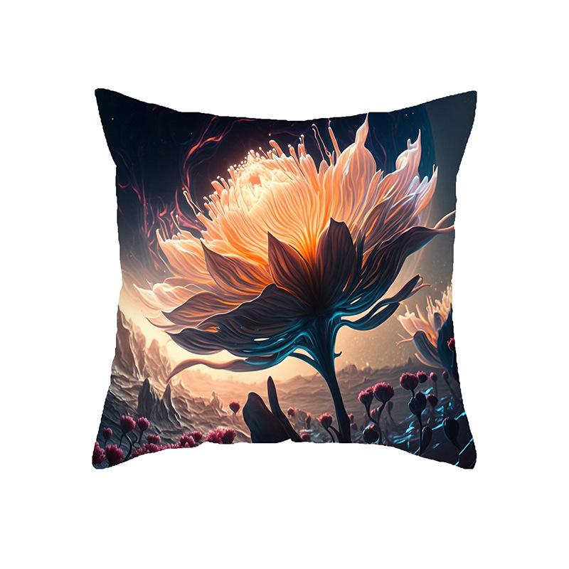New Home Three-dimensional Printed Flower Pillowcase Office Sofa Bedside Decoration Waist Pillow