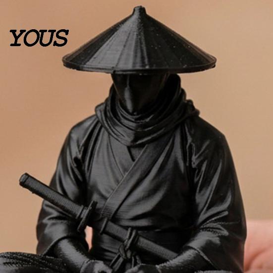 Samurai Warrior Statue Japanese Statue, 3D Printed Ninjas Figurine, Sit in Meditation Style Craft Sculpture for Home Tea Room Zen Decoration,