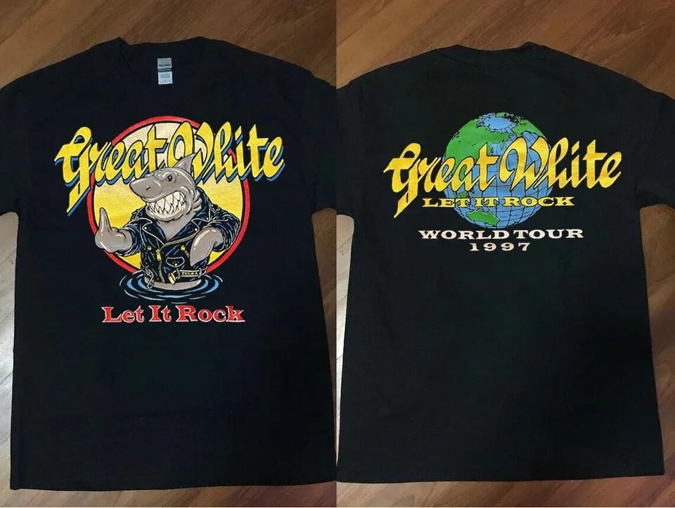Great White Let It Rock World Tour 1997 T-Shirt, 90s Great White World Tour T-Sh L
