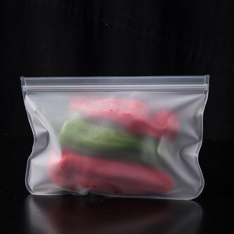 5pcs Food Storage Bag, Washable Reusable Stand-up Zipper Bag, Fruit and Vegetable Sealing Bag, Kithchen Food Fresh Bag Suitable for Lunch