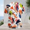 Mens Plus Size Round Neck Raglan Short Sleeve T Shirt Abstract Printed Multicolor