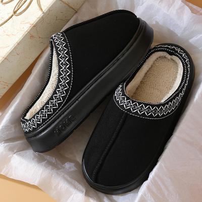 Fashion Winter Warm Home Cotton Slippers Women 2025 Soft Bottom Platform Plush Slides Woman Plus Size Eva Thick Sole House Shoes 36-45