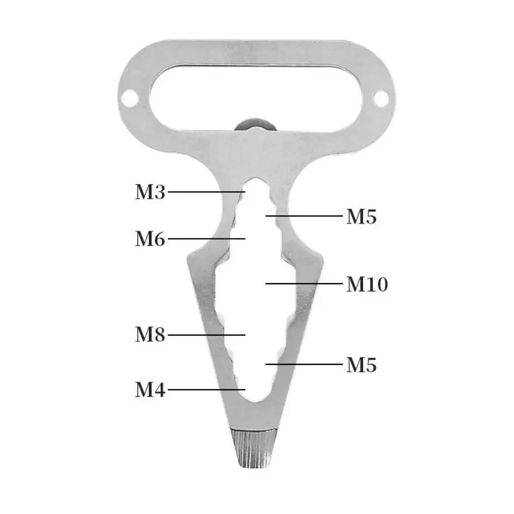 Stainless Steel Multi-purpose Wrench with Keychain Wear-resistant Repair Wrench Small Durable Bottle Opener Outdoor Gadgets