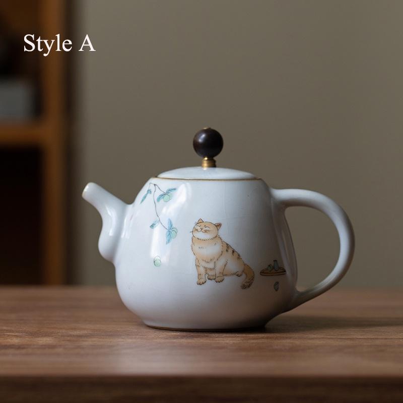 280ml Ru Kiln Teapot Can Be Nurtured and Cracked Ceramic Kung Fu Tea Set
