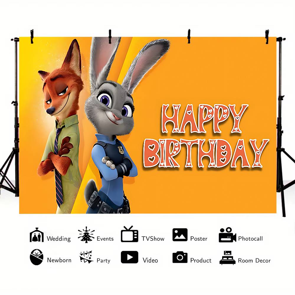 ANIMEZootopiaSCartoon Animal Background Photography Party Bedroom Living Room Decoration Shooting Background Cloth