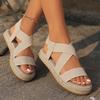 Women's Sandals Roman Style Platform Grass Bottom Sandals Large Size Hot Sale Beach Sandals