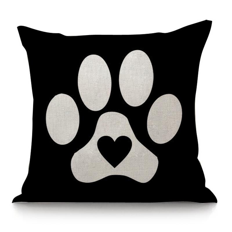 Black Love Letter Pattern Cushion Cover Dog Palm Punk Style Cotton Linen Office Sofa Decorative Throw Pillow Case Cojines