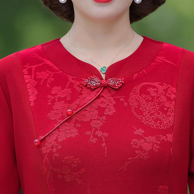 Mamas ethnischer Stil Frühlings-Cheongsam: Elegantes zweiteiliges Hochzeits- und Abendkleid für Frauen mittleren Alters und ältere Frauen